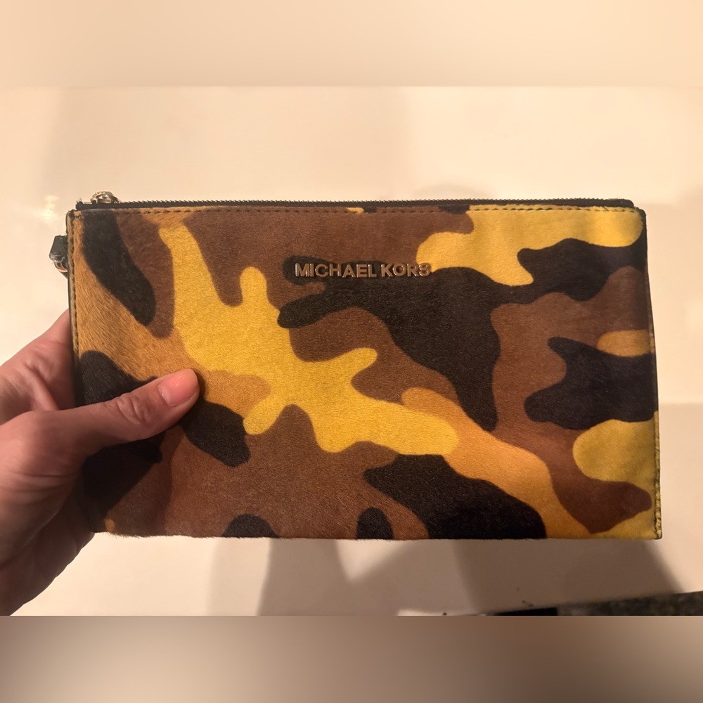 Michael Kors Calf Hyde Leather Camo Clutch